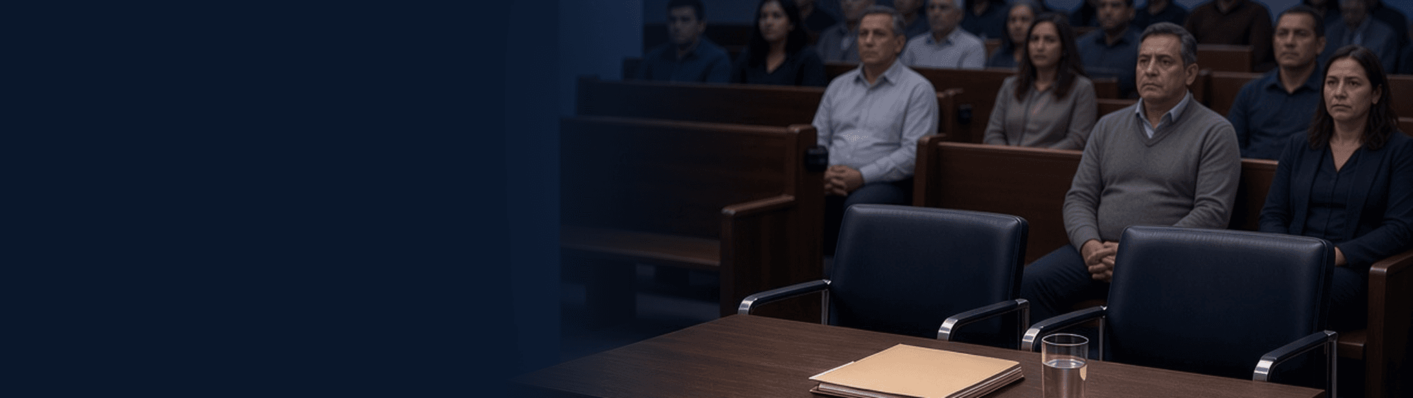 In absentia removal order Empty counsel chairs in an immigration courtroom after a missed hearing